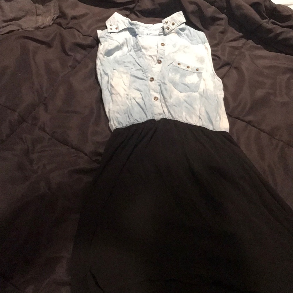 Denim/black high low dress